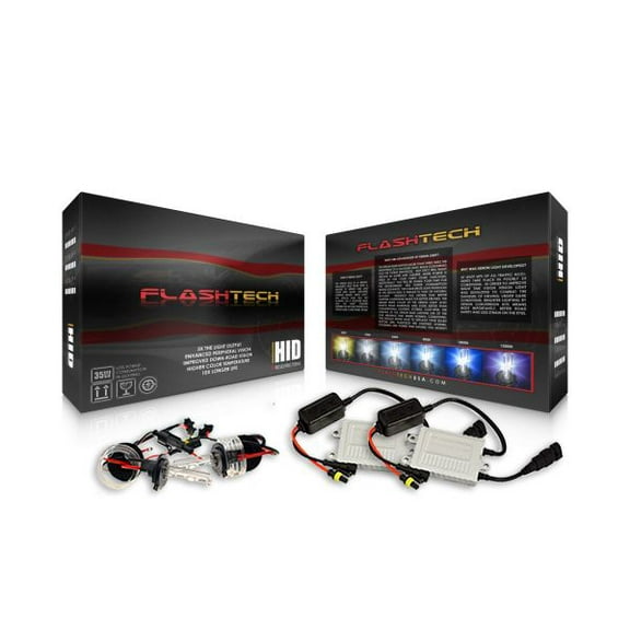 Flashtech 9006 Bulb Size 12V HID Headlight Replacement Kit -5000K