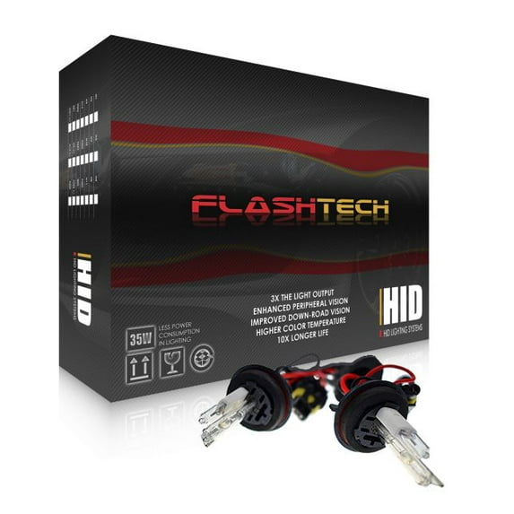Flashtech 9007 Bulb Size 12V HID Headlight Replacement Bulb -10000K (1 Pair)