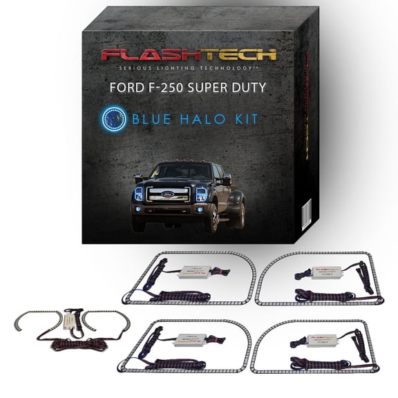 Flashtech Blue Angel Eye Halo kit for 11-15 Ford F-250 Super Duty Headlight & Fog Lights