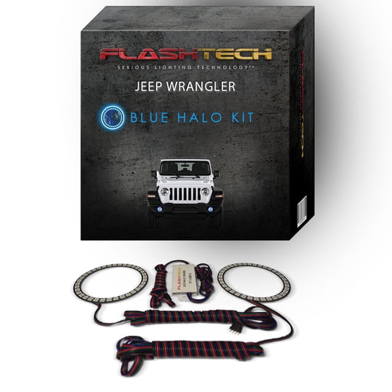 Flashtech Blue Angel Eye LED Fog Light Halo kit for 2018-2019 Jeep Wrangler Fog Lights