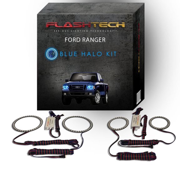 Flashtech Blue Angel Eye LED Headlight Halo Ring kit for 2001-2011 Ford Ranger Headlights