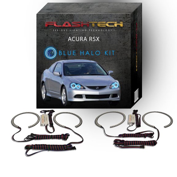 Flashtech Blue Angel Eye LED Headlight Halo Ring kit for 2002-2004 Acura RSX Headlights
