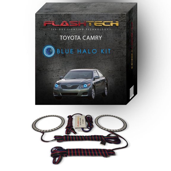 Flashtech Blue Angel Eye LED Headlight Halo Ring kit for 2010-2011 Toyota Camry Headlights