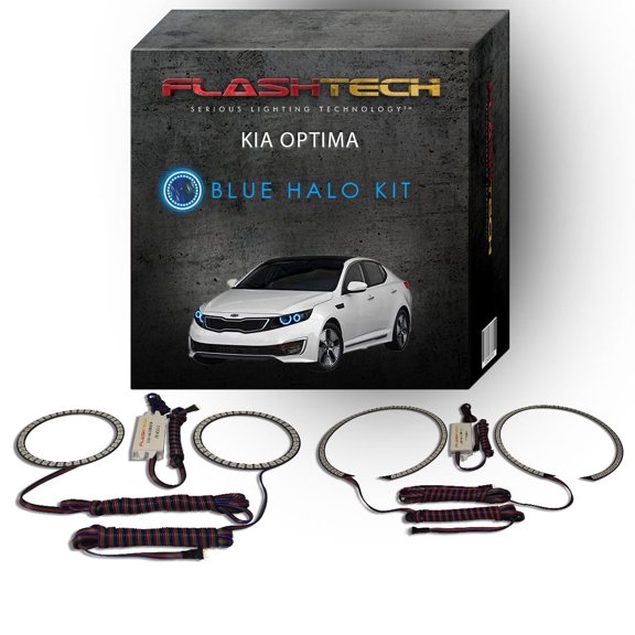 Flashtech Blue Angel Eye LED Headlight Halo Ring kit for 2011-2013 Kia Optima Headlights