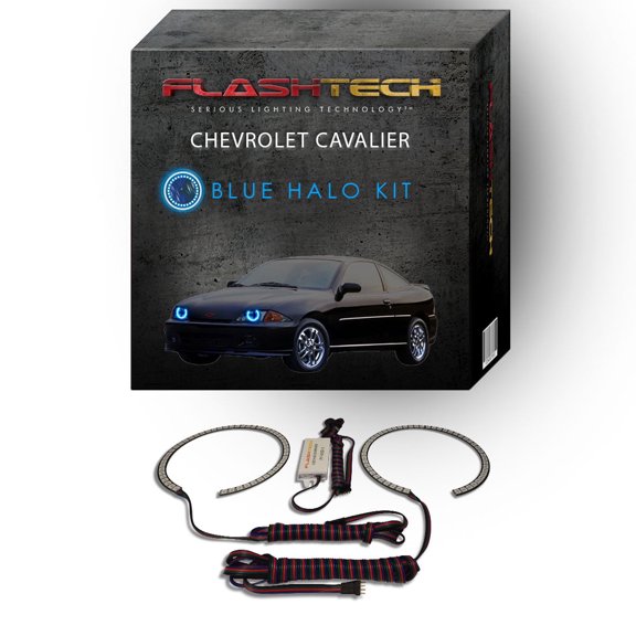 Flashtech Blue Angel Eye LED Headlight Halo kit for 00-04 Chevrolet Cavalier Headlights