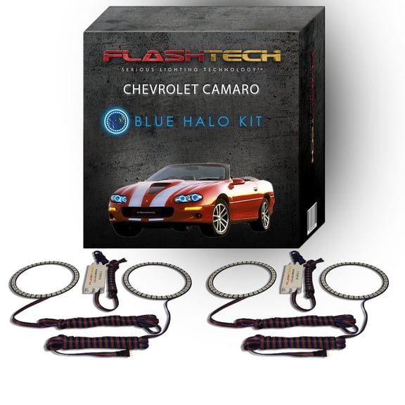 Flashtech Blue Angel Eye LED Headlight Halo kit for 1998-2002 Chevrolet Camaro Headlights