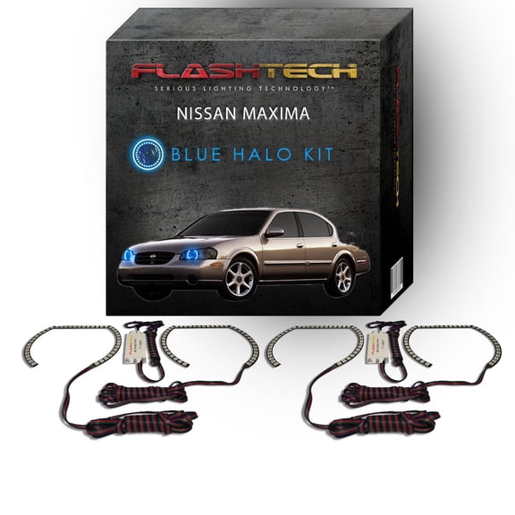 Flashtech Blue Angel Eye LED Headlight Halo kit for 2000-2001 Nissan Maxima Headlights