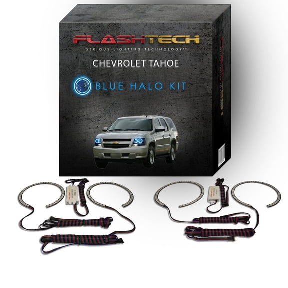 Flashtech Blue Angel Eye LED Headlight Halo kit for 2007-2013 Chevrolet Tahoe Headlights