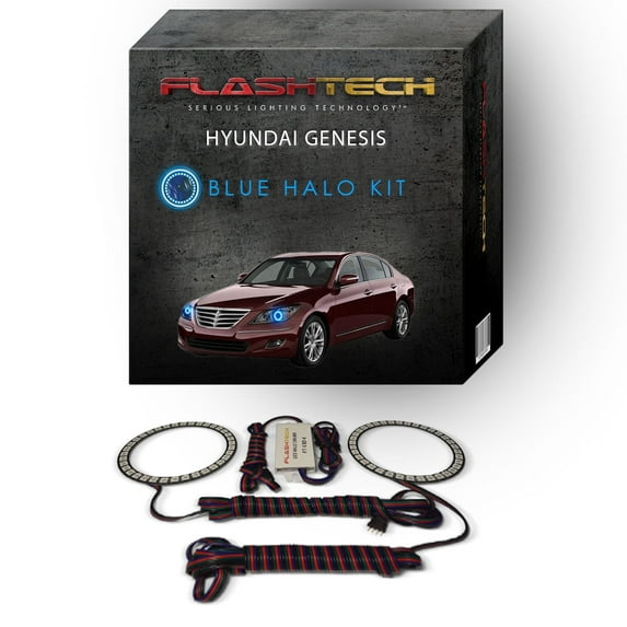 Flashtech Blue Angel Eye LED Headlight Halo kit for 2009-2011 Hyundai Genesis Headlights