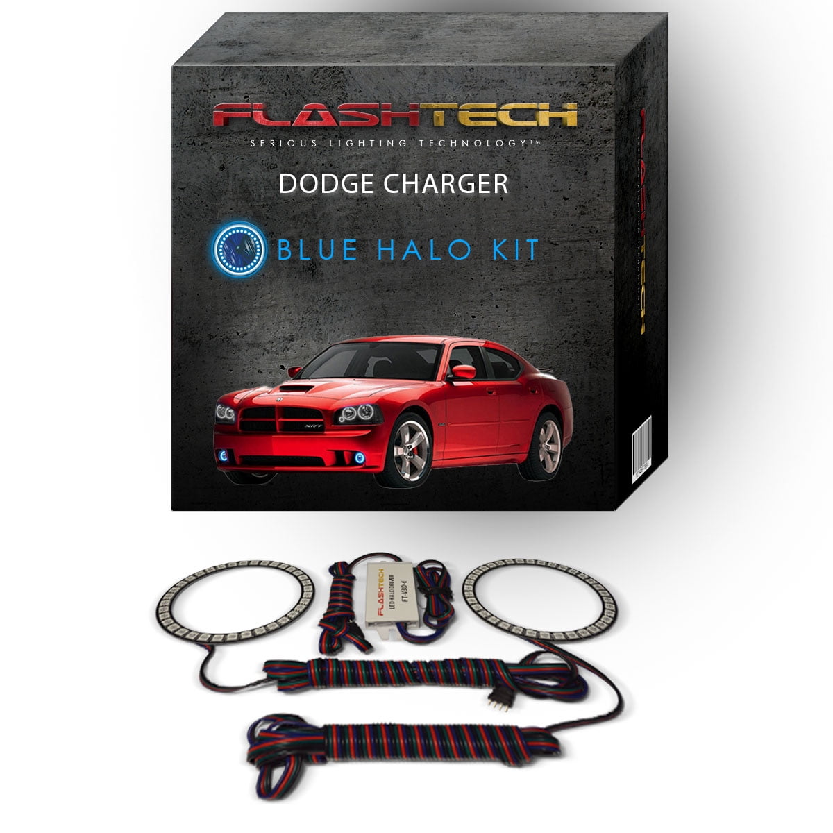 Flashtech Green LED Halo Ring Fog Light Kit for Dodge Charger 05-10