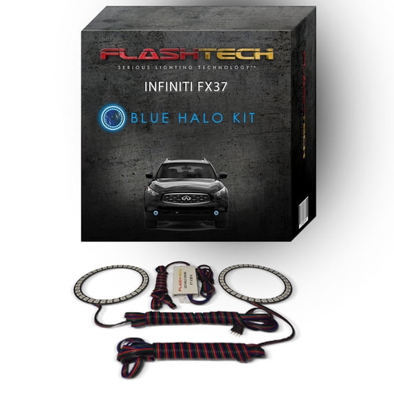 Flashtech Blue Angel Eye LED Fog Light Halo kit for 2013-2017 Infiniti FX37 Fog Lights