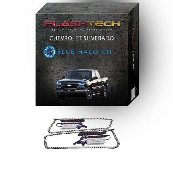 Flashtech Blue Angel Eye LED Headlight Halo kit for 03-06 Chevrolet Silverado Headlights