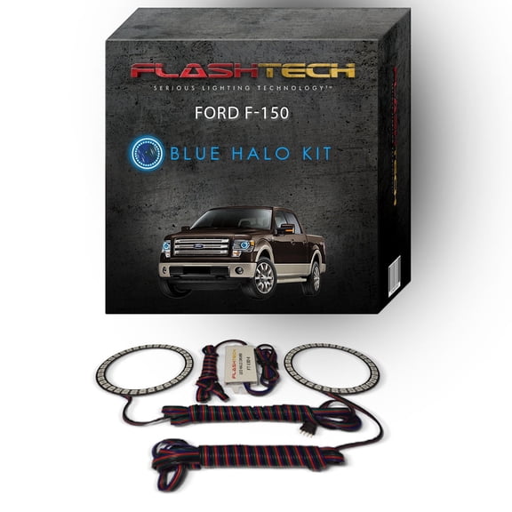 Flashtech Blue Angel Eye LED Headlight Halo Ring kit for 2013-2014 Ford F-150 Headlights