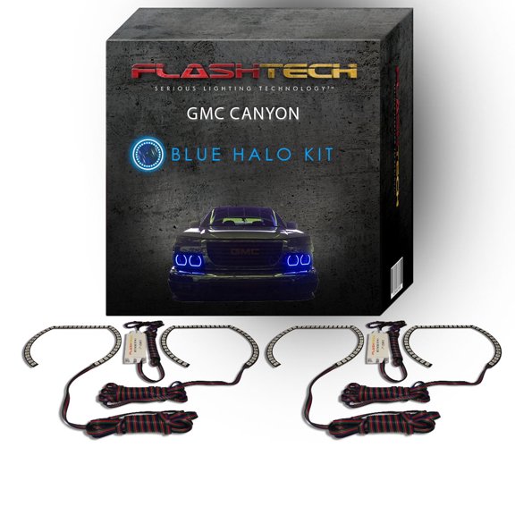 Flashtech Blue Angel Eye LED Headlight Halo Ring kit for 2004-2012 GMC Canyon Headlights