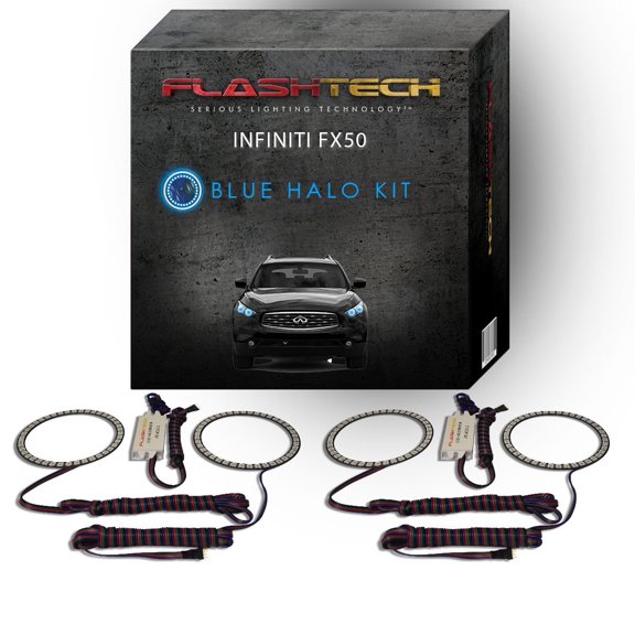 Flashtech Blue Angel Eye LED Headlight Halo kit for 2009-2012 Infiniti FX50 Headlights