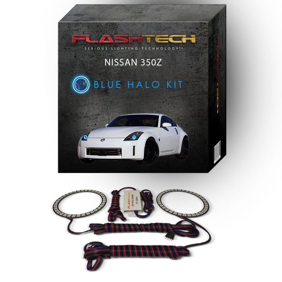 Flashtech Blue Angel Eye LED Headlight Halo Ring kit for 2006-2008 Nissan 350Z Headlights