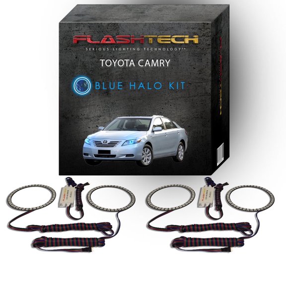 Flashtech Blue Angel Eye LED Headlight Halo Ring kit for 2007-2009 Toyota Camry Headlights