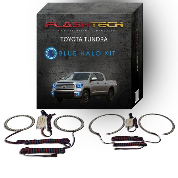 Flashtech Blue Angel Eye LED Halo kit for 2014-2016 Toyota Tundra Headlight & Fog Lights