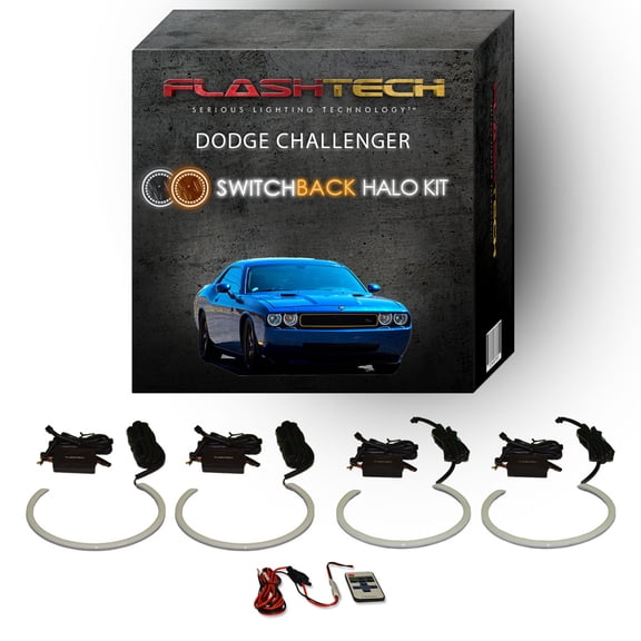 Flashtech External RF White Switchback LED Halo Kit for 08-14 Dodge Challenger Headlights