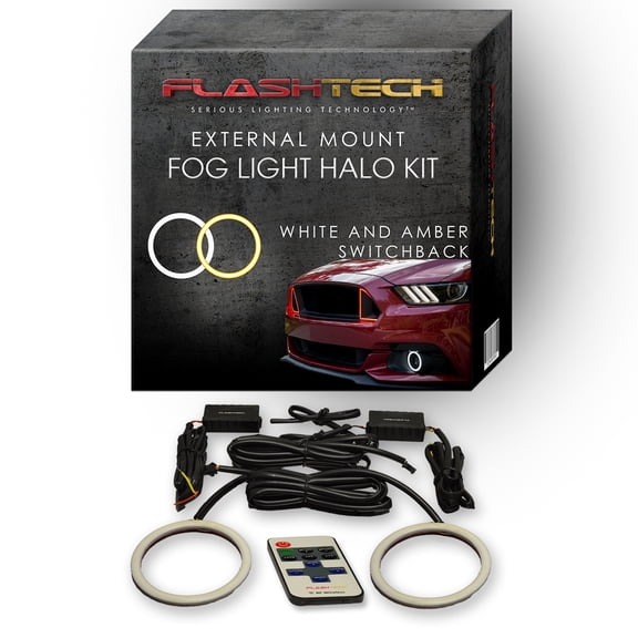 Flashtech External RF White Switchback LED Halo Kit for 2005-2010 Dodge Charger Fog Lights