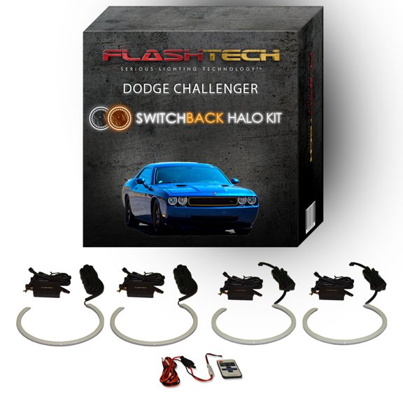 Flashtech External RF White Switchback LED Halo Kit for 08-14 Dodge Challenger Headlights