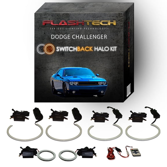 Flashtech External RF White Switchback LED Halo Kit for 08-14 Challenger Headlight & Fogs