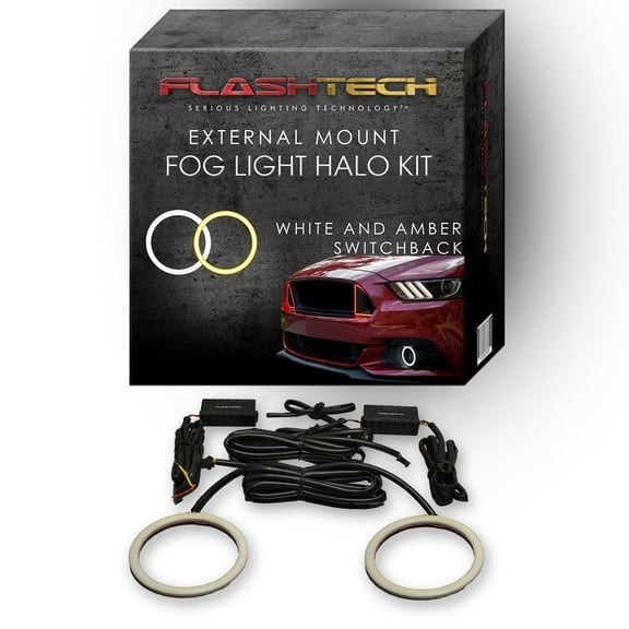 Flashtech External White Switchback LED Halo Ring kit for 2013-2015 Ford Fusion Fog Lights