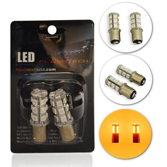 Flashtech Extremely Bright LED Bulbs for Car Interior Dome Map Door Courtesy License Plate Lights - Amber - 1157