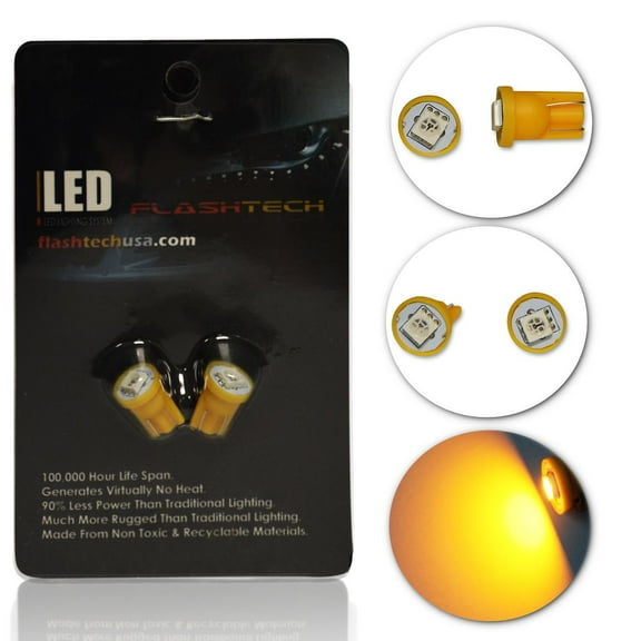 Flashtech Extremely Bright LED Bulbs for Car Interior Dome Map Door Courtesy License Plate Lights T10 - Yellow, Pair