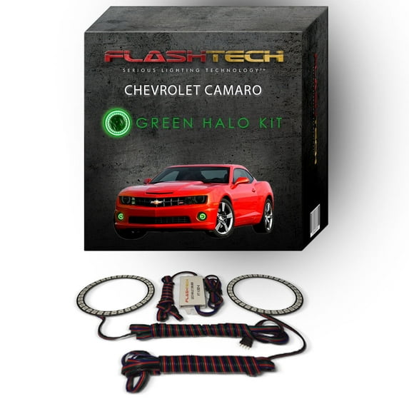 Flashtech Green Angel Eye LED Fog Light Halo kit for 2010-2013 Chevrolet Camaro Fog Lights