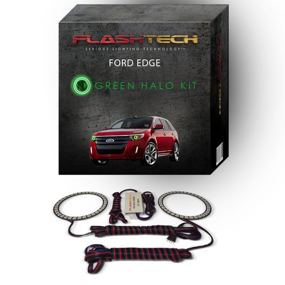 Flashtech Green Angel Eye LED Headlight Halo Ring kit for 2011-2014 Ford Edge Headlights