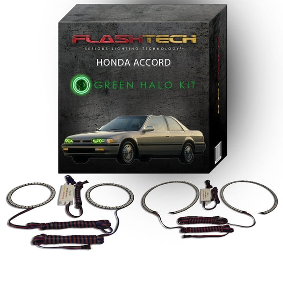 Flashtech Green Angel Eye LED Headlight Halo kit for 1990-1993 Honda Accord Headlights