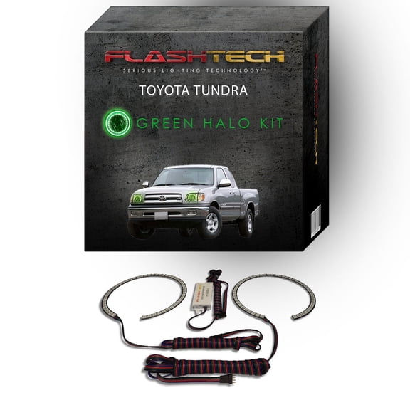 Flashtech Green Angel Eye LED Headlight Halo kit for 2000-2004 Toyota Tundra Headlights