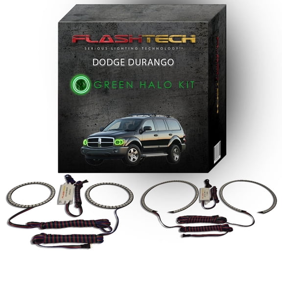 Flashtech Green Angel Eye LED Headlight Halo kit for 2004-2006 Dodge Durango Headlights