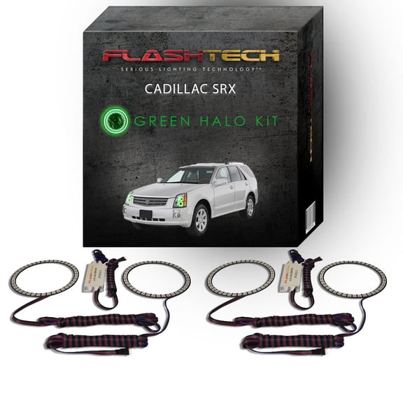Flashtech Green Angel Eye LED Headlight Halo kit for 2004-2009 Cadillac SRX Headlights