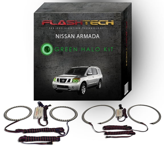 Flashtech Green Angel Eye LED Headlight Halo kit for 2004-2014 Nissan Armada Headlights