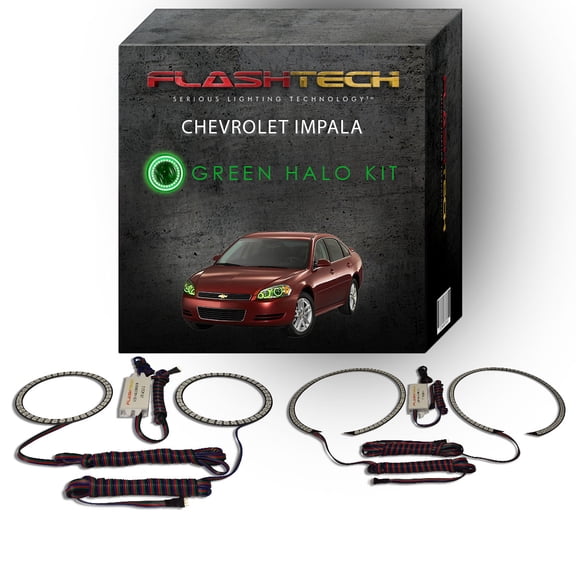 Flashtech Green Angel Eye LED Headlight Halo kit for 2006-2012 Chevrolet Impala Headlights