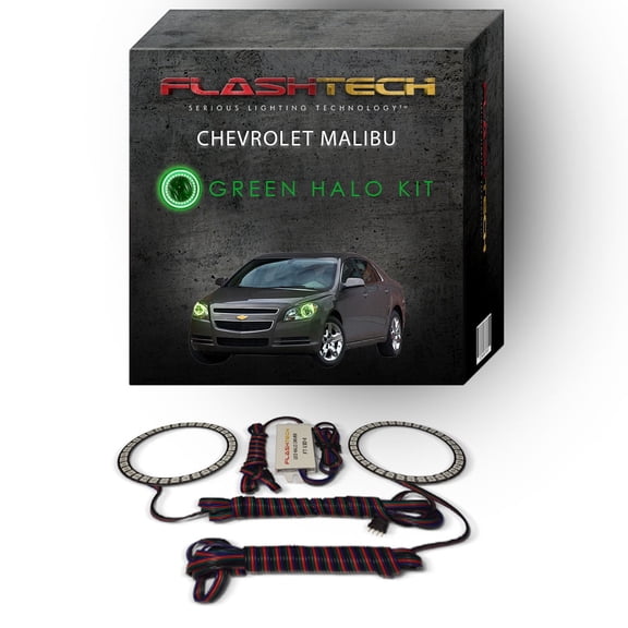 Flashtech Green Angel Eye LED Headlight Halo kit for 2008-2012 Chevrolet Malibu Headlights