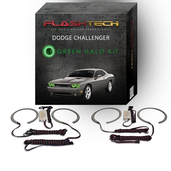Flashtech Green Angel Eye LED Headlight Halo kit for 2008-2014 Dodge Challenger Headlights