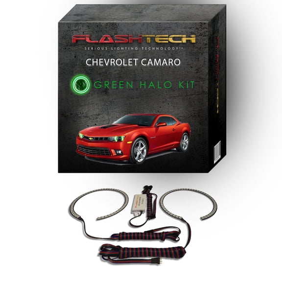Flashtech Green Angel Eye LED Headlight Halo kit for 2014-2016 Chevrolet Camaro Headlights