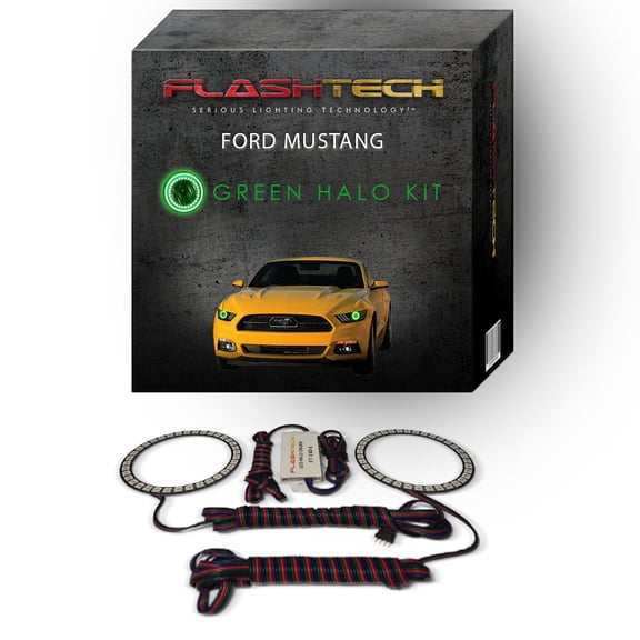 Flashtech Green Angel Eye LED Headlight Halo kit for 2015-2017 Ford Mustang Headlights