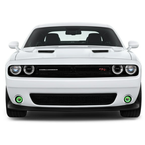 Flashtech Green External Waterproof LED Halo Ring Fog Light Kit For Dodge Challenger 15-19