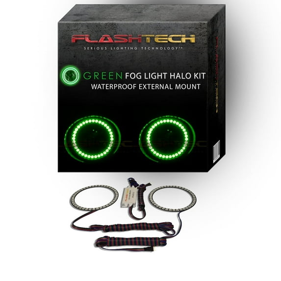 Flashtech Green Waterproof LED Fog Light Halo kit for 07-13 Chevrolet Suburban Fog Lights