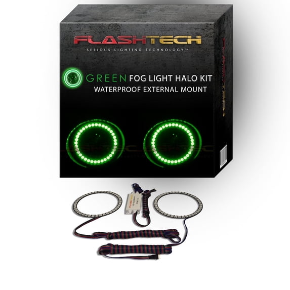 Flashtech Green Waterproof LED Fog Light Halo kit for 06-10 Chrysler PT Cruiser Fog Lights
