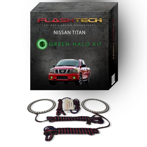Flashtech Green Angel Eye LED Fog Light Halo kit for 2004-2015 Nissan Titan Fog Lights