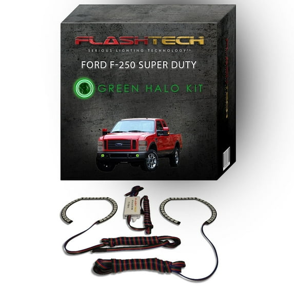 Flashtech Green Angel Eye LED Fog Halo Ring kit for 08-10 Ford F-250 Super Duty Fog Lights