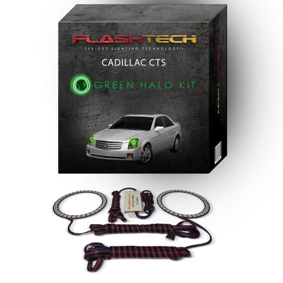 Flashtech Green Angel Eye LED Headlight Halo kit for 2003-2007 Cadillac CTS Headlights