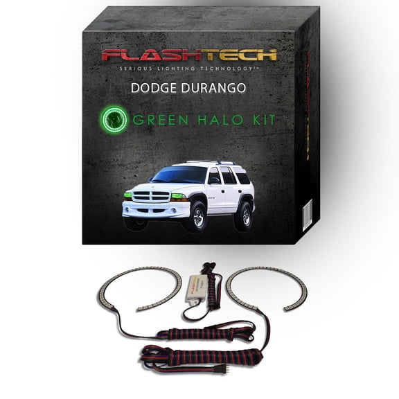 Flashtech Green Angel Eye LED Headlight Halo kit for 1999-2003 Dodge Durango Headlights