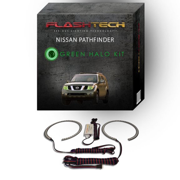 Flashtech Green Angel Eye LED Headlight Halo kit for 05-12 Nissan Pathfinder Headlights