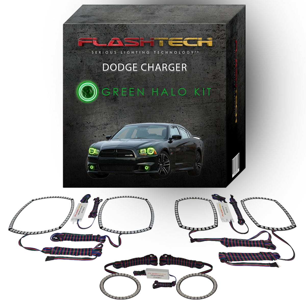 Flashtech Red LED Halo Ring Headlight and Fog Light Kit For Dodge Charger 11-14 Flashtech Red LED Halo Ring Headlight and Fog Light Kit For Dodge Charger 11-14